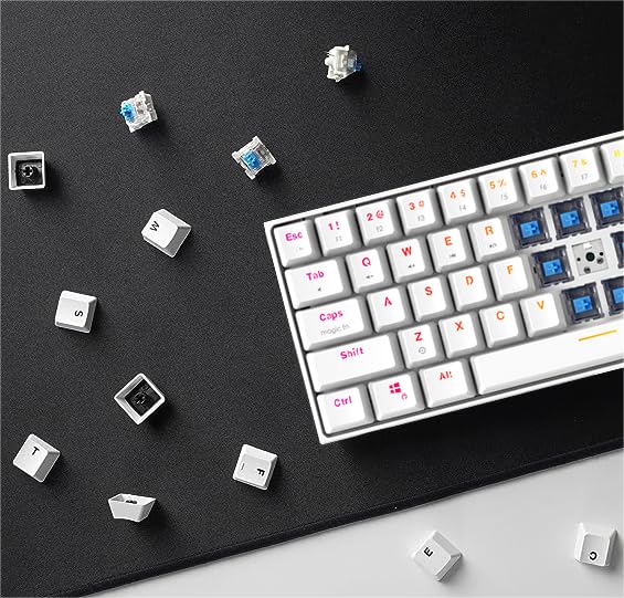 FANTECH Maxfit61 60% Mechanical Keyboard - Hot Swappable Blue Switch, White - color: BlueSW(Clicky)-White