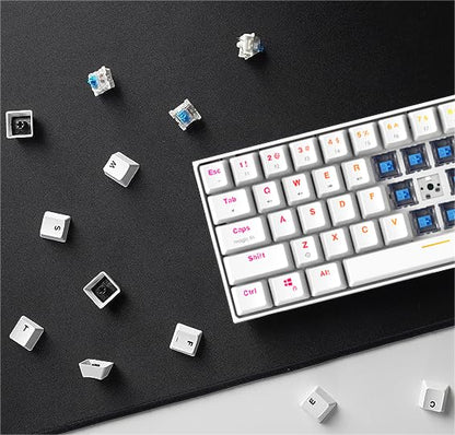 FANTECH Maxfit61 60% Mechanical Keyboard - Hot Swappable Blue Switch, White - color: BlueSW(Clicky)-White