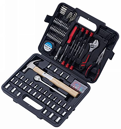 149-Piece Home Tool Set with Socket and Wrench Kit | Premium alloy steel hand tools with hammer, pliers and compact storage case. Perfect DIY kit for house, apartment and dorm - style: 149 Piece