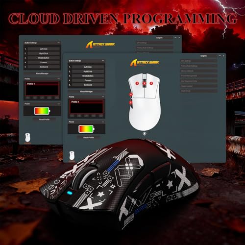 MAMBASNAKE Attack Shark V3 PRO 62g Superlight Wireless Gaming Mouse,RGB Charging Dock,BK52820 Tri-Mode BT/2.4G Wireless/Wired Mouse with Grip Tape,25000DPI,5 Programmable Buttons for Pc/Mac,Black PRO - color: Black&Stickers