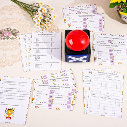 Spring Friendly Feud Game with 2 Answer Buzzers, Fun Family Spring Party Games for Adults Teens Feud Card Trivia Quiz Activities for Holiday Party Family Office Group Team Building - style: Spring