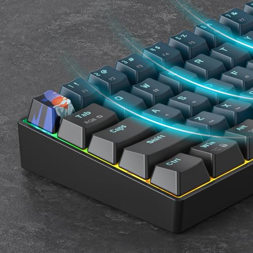 Portable 60% Mechanical Gaming Keyboard Blue/Black, RGB Backlit Wired Key Board with Red Switch, Compact 68 Keys Office Keyboards with for Windows Laptop PC (68 Monster/Red Switch) - color: 68 Monster/Red Switch