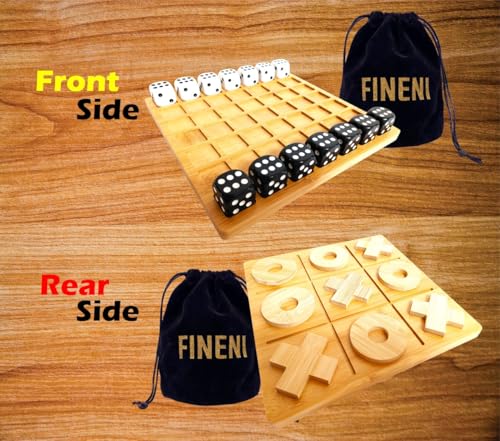 Dice Battle and TicTacToe Dual Sides Board Games, Wooden Coffee Table Games for Adults, 2 Player Best Bar Dice Games, Indoor Tabletop Game & 2 Players Wood Table Top Dice Game (Dual(2)/Log) - color: Dual(2)/Log