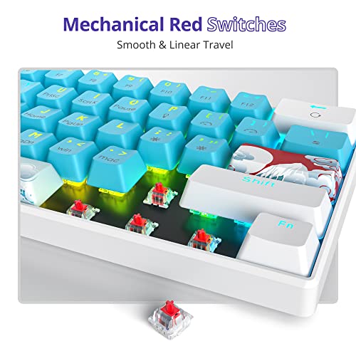 Fogruaden 60 Percent Keyboard Mechanical, Gaming Keyboard 60 Percent, RGB Backlit, Mini Wired 60% Keyboard with Red Switch for Win/Mac PC Laptop (Blue, Red Switch) - color: Blue/ Red Switch