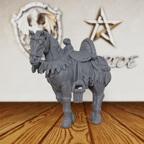 3-Piece Set Unpainted Resin Mounts for Tabletop RPG Game - 28mm Scale Fantasy Animals for Dungeon Masters & RPG Gift - TTRPG Minis Figurine for DND Miniatures - Horses(AS525)