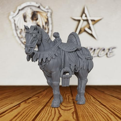 3-Piece Set Unpainted Resin Mounts for Tabletop RPG Game - 28mm Scale Fantasy Animals for Dungeon Masters & RPG Gift - TTRPG Minis Figurine for DND Miniatures - Horses(AS525)