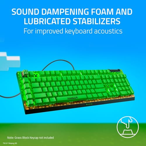 Razer BlackWidow V4 X Mechanical Gaming Keyboard, Minecraft Edition | Green Switches Tactile & Clicky, 6 Macro Keys, Chroma RGB, Doubleshot ABS Keycaps, Sound Dampening & Stabilizers - color: Minecraft Edition