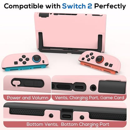 TIKOdirect Protective Case for Switch 2, Hard PC Slim Dockable Cover Case Designed for Switch 2 2025, Game Console and Joy Con Controllers, Pink - color: Pink