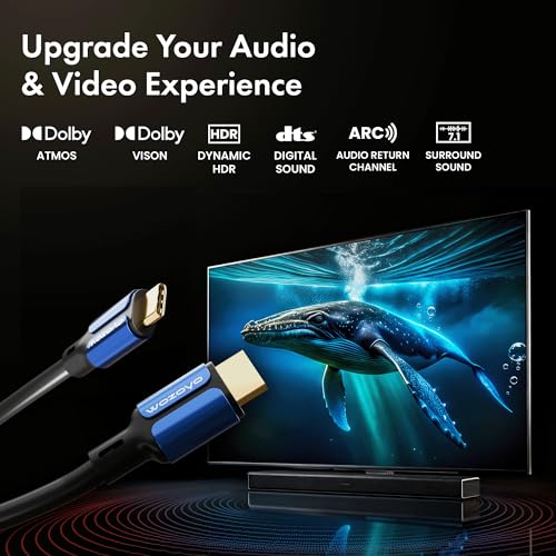 Type-C to HDMI 2.0 Cable 4K@60Hz Ultra HD, 6.6 Feet,18Gbps High-Speed Transfer, Pure Copper & 24K Gold-Plated Male to Male Connectors, Compatible with TV, Laptop, Type-C Smartphone, Projector