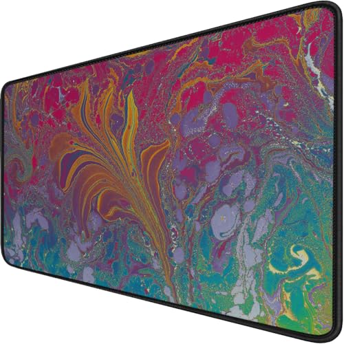 Large Extended Gaming Mouse Pad with Stitched Edges, Durable Non-Slip Natural Rubber Base, Waterproof Computer Keyboard Pad Mat for Esports Pros/Gamer/Desktop/Office/Home - Red Green - color: Red Green, size: 31.5L x 15.6W inches
