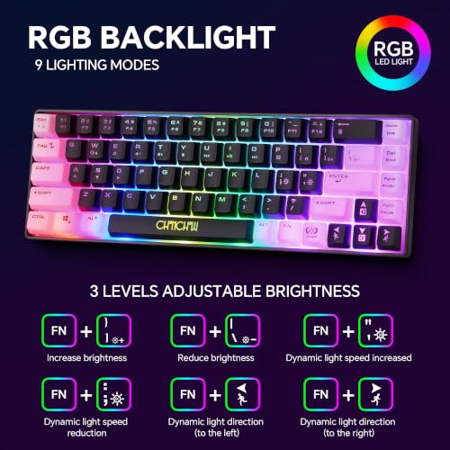 CHONCHOW 60% Gaming Keyboard and Mouse Combo, 68 Keys Wired LED RGB Backlit | Gaming Keyboard and RGB Backlit Mouse, Small Light up Keyboard for PC Xbox PS4 (Black-White) ﻿ - color: Black-White
