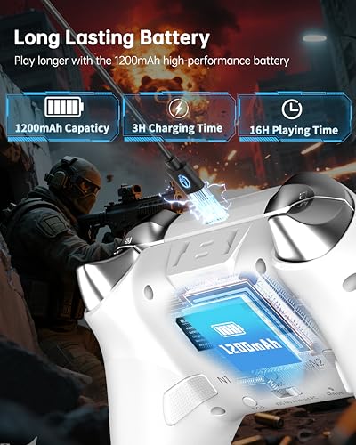 Bcofo Wireless Mobile Gaming Controller for iPhone/Android/Switch/Laptop, Wired Control for PC/Steam, Programmable Game Gamepad with Phone Clip for Gamer, with RGB Lighting/Turbo/Vibration (Gray) - color: Gray