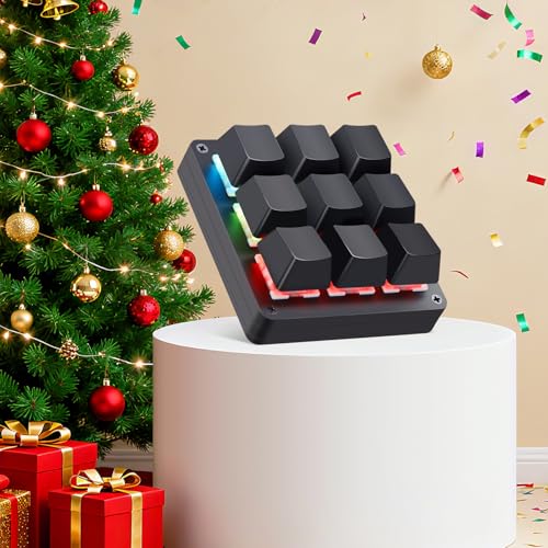 Koolertron One Handed Macro Mechanical Keyboard,Blue LED Backlit Portable Mini One-Handed Mechanical Gaming Keypad OSU! Keyboard 9 Fully Programmable Keys (9 Keys/Black/Pink LED) - style: 9 Keys/Black/Pink LED