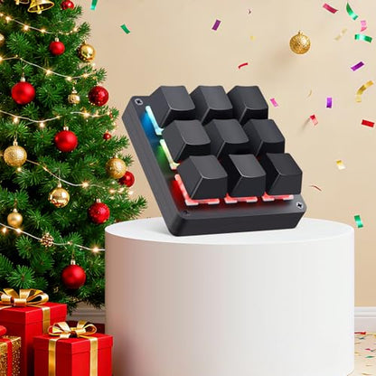 Koolertron One Handed Macro Mechanical Keyboard,Blue LED Backlit Portable Mini One-Handed Mechanical Gaming Keypad OSU! Keyboard 9 Fully Programmable Keys (9 Keys/Black/Pink LED) - style: 9 Keys/Black/Pink LED