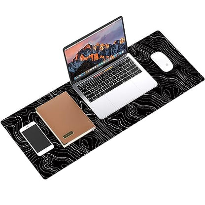 Galdas Mouse Pad For Gaming,XXL XL Large Mouse Mat Long Extended MousePad Desk Mat Non-Slip Rubber Mice Pads Stitched Edges Thin (31.5 x 11.8 x 0.12 Inches) Topographic Map - color: Topographic Map Balck
