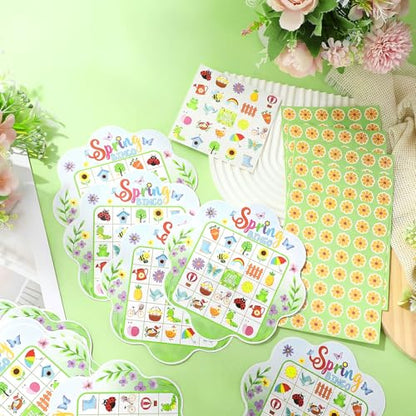 Blosssound 24 Players Spring Bingo Games Spring Flowers Bingo Cards Easter Animal Holiday Party Games Wildflowers Party Favors Supplies for Family Large Group Classroom Indoor Home Activities - style: Spring
