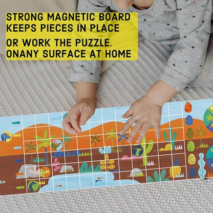 Mudpuppy Let's Go Dino! – Dinosaur Version of Travel-Friendly Magnetic Board Game with Adorable Illustrations of Dinosaurs for Children Ages 5 to 10, 2-6 Players - style: Let's Go Dinos