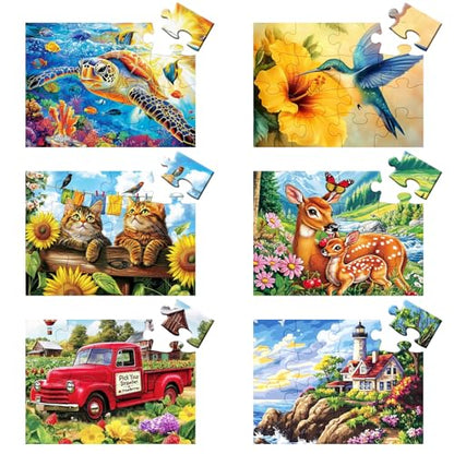 6 Packs 16 Large Piece Puzzle for Seniors, Dementia Alzheimer's Products Activities for Elderly Adults, Easy Puzzle Alzheimer’s Memory Cognitive Game Gift for Patient in Nursing Home - style: 6 Pack 16 Large Piece