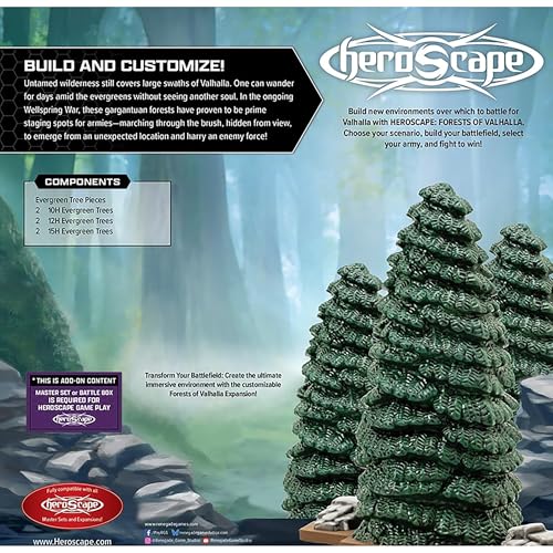 Renegade Game Studios HeroScape Forests of Valhalla - 6 Evergreen Trees | Hex-Based Terrain Expansion for Strategy Miniatures, Strategic Foliage Scenery, Tactical Ambush & Line of Sight Blocking