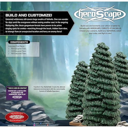 Renegade Game Studios HeroScape Forests of Valhalla - 6 Evergreen Trees | Hex-Based Terrain Expansion for Strategy Miniatures, Strategic Foliage Scenery, Tactical Ambush & Line of Sight Blocking