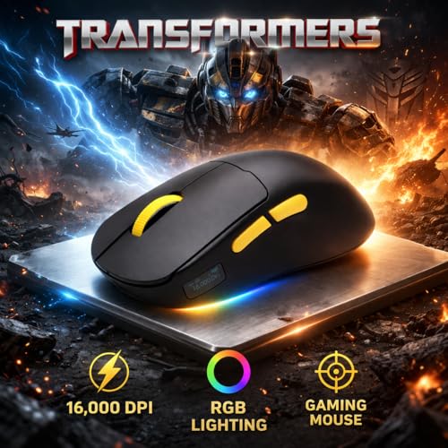 Transformers Gaming Mouse GM04 Pro, Wireless Gaming Mouse Tri-Mode Bluetooth/2.4G/Wired, 53g Ultra-Light, 24,000 DPI PAW3311 Sensor, RGB, 1000Hz, Rechargeable PC Gaming Mouse (Black) - color: Black