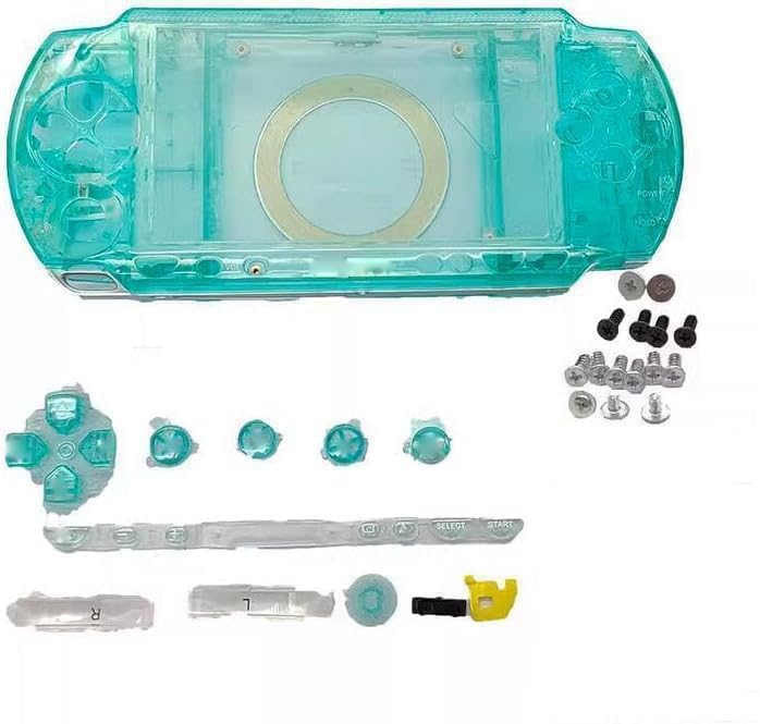 Full Housing Shell Case Cover with Button Set for PSP 1000 1001 Series Replacement (Clear Green) - color: Clear Green