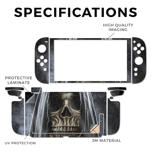 Glossy Glitter Gaming Skin Compatible with Nintendo Switch 2 Console Only - Reaper Skull - Premium 3M Vinyl Protective Wrap Decal Cover - Easy to Apply | Crafted in The USA by MightySkins - color: Reaper Skull, size: Switch 2 Console Skin Only, style: Glo