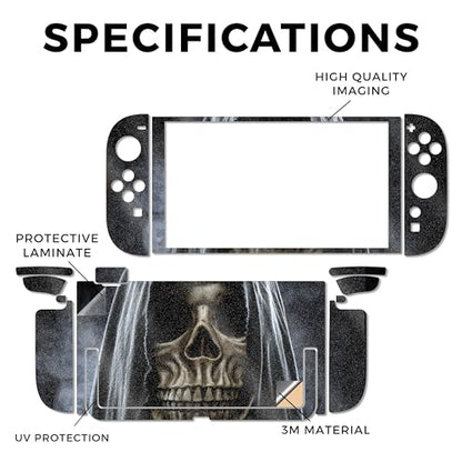 Glossy Glitter Gaming Skin Compatible with Nintendo Switch 2 Console Only - Reaper Skull - Premium 3M Vinyl Protective Wrap Decal Cover - Easy to Apply | Crafted in The USA by MightySkins - color: Reaper Skull, size: Switch 2 Console Skin Only, style: Glo