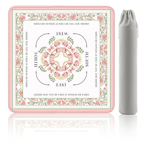 Mahjong Mat, 33"x33" Non-Slip Noise Reduction Gaming Mat for Table, 3mm Thickened Multi Purpose Table Cover for Mahjong/Card/Board Tile Games/Dominoes (Pink)