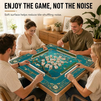 Almond Blossom Mahjong Mat for Table 31.5 x 31.5 Non Slip Noise Mah Jongg Mats for Dominoes Poker Card Board and Tile Games Gifts - color: Almond Blossom