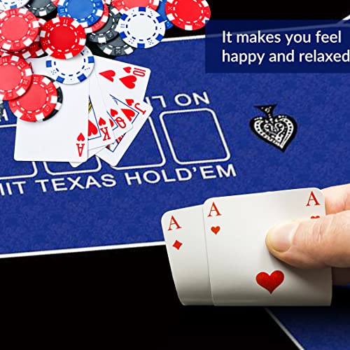nuveti Poker Mat - 55 x 28inch Non-Slip Poker Table Game Mat - Portable Rubber Waterproof Poker mat for Table 6-8 Player Card Game Anti-Slip Rubber Poker Table Top Layout - color: 55 X 28 Inch Rectangular-blue8