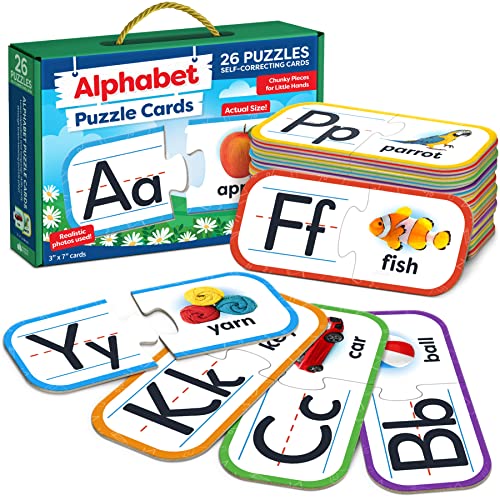 Alphabet Puzzle Games for Kindergarten - 26 Pairs Self-Correcting ABC Puzzles for Kids Ages 3-5 - ABC Puzzle Matching Game, Alphabet Puzzles Toddler Learning Toys - Preschool Classroom Must Haves - style: ABC Alphabet Puzzle
