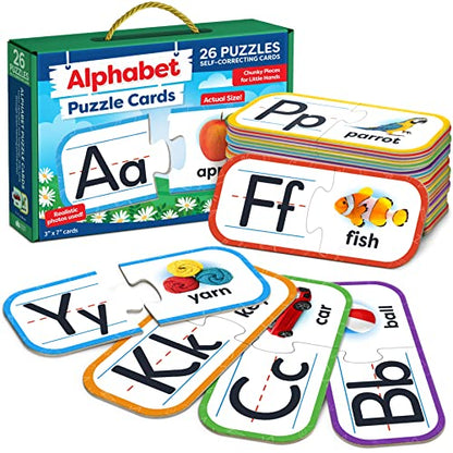 Alphabet Puzzle Games for Kindergarten - 26 Pairs Self-Correcting ABC Puzzles for Kids Ages 3-5 - ABC Puzzle Matching Game, Alphabet Puzzles Toddler Learning Toys - Preschool Classroom Must Haves - style: ABC Alphabet Puzzle