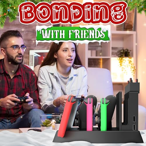 Skywin 4 in 1 Accesorios Nintendo switch | Switch Controller Compatible with Nintendo Switch, Controllers, Game Card Stand, Tennis &Table Rackets - color: Red/Blue/Black