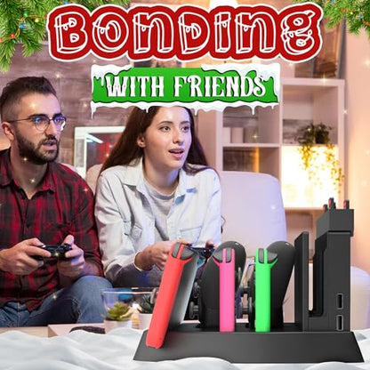 Skywin 4 in 1 Accesorios Nintendo switch | Switch Controller Compatible with Nintendo Switch, Controllers, Game Card Stand, Tennis &Table Rackets - color: Red/Blue/Black