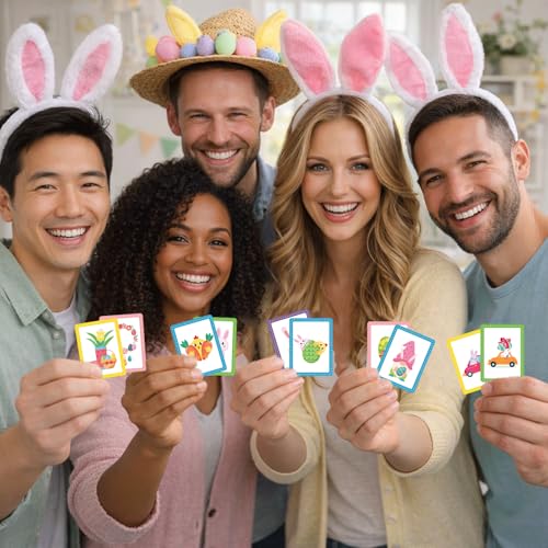 gisgfim 100 PCS Memory Matching Game Easter Concentration Memory Games Card Learning Educational A Fun & Fast Easter Egg Bunny Religious Cross Matching Games - style: Easter