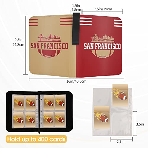 San Francisco Football Card Binder with Sleeves, 400 Pocket, 3 Ring, Waterproof, Dustproof, Durable - color: Scarlet, size: 400