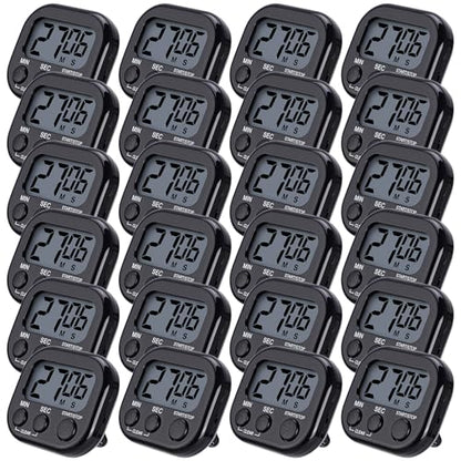 Leumoi 24 Pack Multi-Function Digital Timers with Magnetic Back, Large LCD Display, Loud Alarm, Count up & Countdown, Memory Function for Cooking, Classroom, Study, Exercise & Work(Black) - color: Black