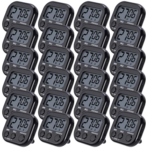 Leumoi 24 Pack Multi-Function Digital Timers with Magnetic Back, Large LCD Display, Loud Alarm, Count up & Countdown, Memory Function for Cooking, Classroom, Study, Exercise & Work(Black) - color: Black