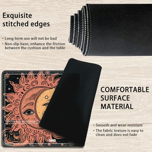 Board Game Mat TCG Playmat Plus 50 Pcs Card Sleeves, 24 x 14 inches Table Mats Games Mousepad with Zones Smooth Surface for MTG RPG CCG Trading Card Game Play Mats, Faces of Sun and Moon - color: Faces of Sun and Moon, size: Zone 1