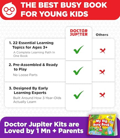 Doctor Jupiter Montessori Preschool Busy Book for Toddlers 3+ Year Olds | Preschool Learning Activities - Educational Travel Toys | Birthday Gift Ideas for Boys & Girls - style: Big Busy Book: 3+