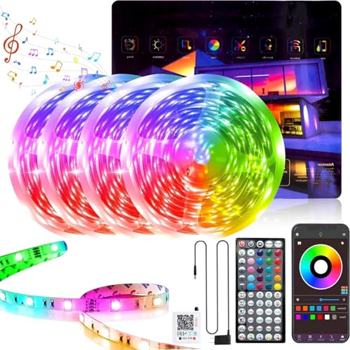 GANZQH 400FT RGB Led Lights for Bedroom with Remote & App Control, 4*100FT | Music Sync, Remote and App Control Led Light Strip Indoor, Color Changing Led Lights for Room Home Decor - size: 400FT