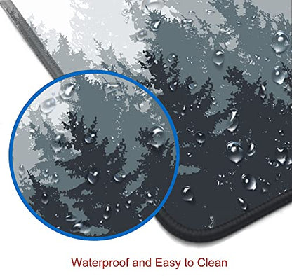 Gaming Mouse Pad Large, Keyboard Mouse Mat Desk Pad, Non-Slip Rubber Base with Stitched Edges Mousepad, 31.5X11.8 inch Misty Forest Tree - color: 13 Misty Forest