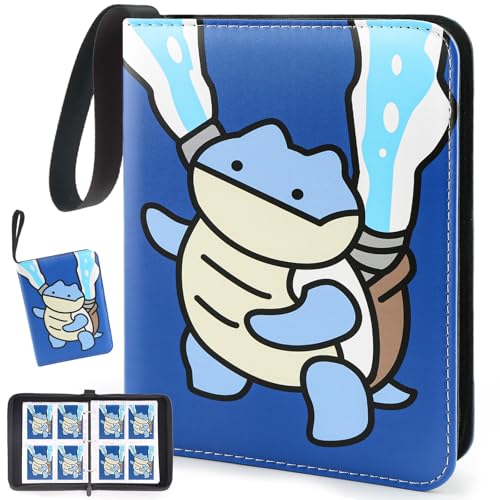 Collectible Trading Card Albums, 400 Card Holders with 50 Removable Sleeves, Portable 4 Pockets Collectible Trading Card Binder, PU Card Collection Binder for MTG, TCG, Sport Card, Game Cards - color: Turtle