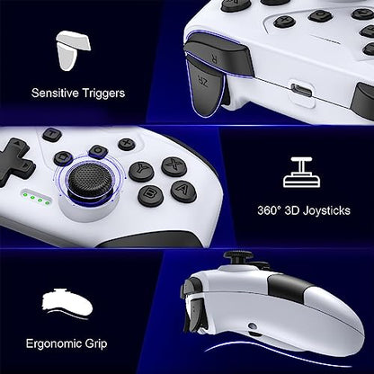 Switch Controller, Wireless Switch Controller for Switch/Switch Lite/Switch OLED, Extra Switch Controller with Paddles, Programmable Switch Remote Control with Back Buttons,Wake-up,Turbo-White - color: White+Black