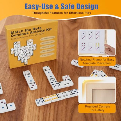 Match The Dots Dominos Memory Game for Seniors, Wooden Board Kit | Dementia activities, Memory Games & Cognitive Training, Elderly Therapy Products, Templates & Storage Bag