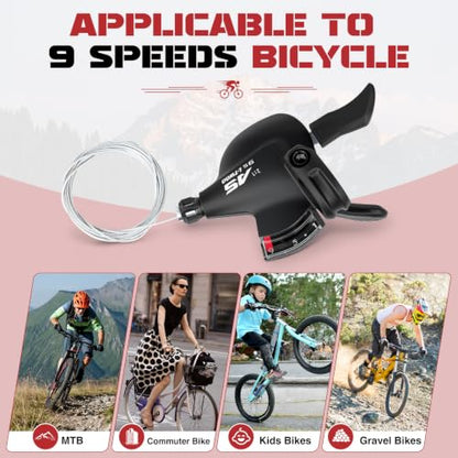 WEEROCK Bike Shifter Lever 9 Speeds Right Thumb Gear Shift Lever for MTB | 2:1 Pull Ratio, Gear View Window, Smooth Shifting, for Mountain Bike, Touring Bike, Fold Bike, Flat-bar Road Bike, Kid Bike - color: Right 9 Speed