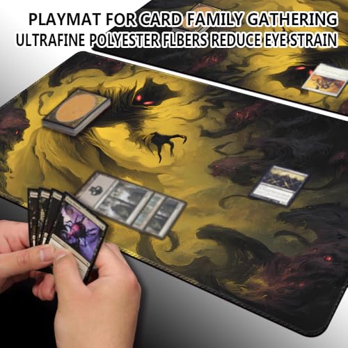 MTG Playmats(Stitched) 14x24in Compatible for OCG CCG RPG TCG Playmats with Card Zones Storage Bag (Devourer Night-No Zone) - color: Devourer Night-no Zone