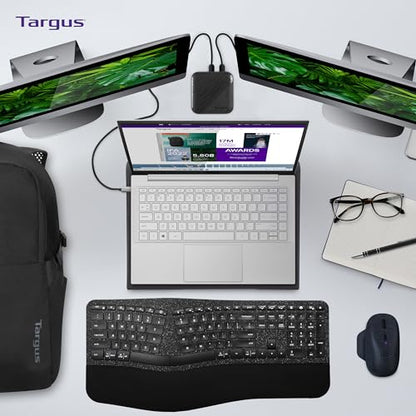 Targus 17 Inch Dual Fan Lap Chill Mat - Soft Neoprene Laptop Cooling Pad for Heat Protection, Fits Most 17" Laptops and Smaller - USB-A Connected Dual Fans for Heat Dispersion (AWE55US) - size: Tilted