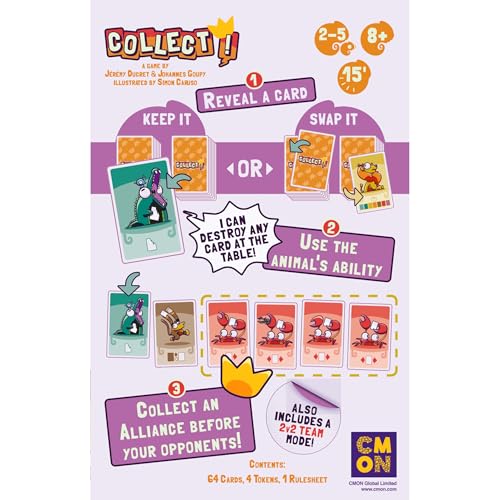 Collect! Card Game | Fast-Paced Animal Strategy & Bluffing Game, Easy to Learn Jungle-Themed Fun for Kids & Adults, Ages 8+, 2-5 Players, 15 Mins